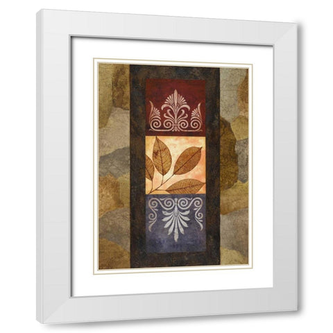 Golden Leaves I White Modern Wood Framed Art Print with Double Matting by Marcon, Michael