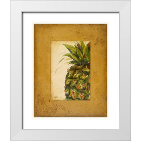 Media PiÃ±a I White Modern Wood Framed Art Print with Double Matting by Pinto, Patricia