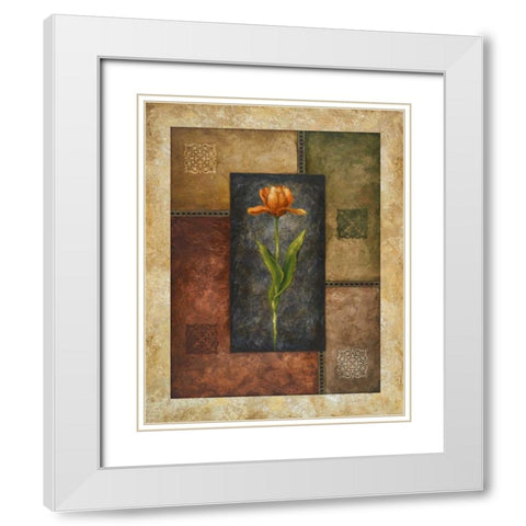 Orange Tulip White Modern Wood Framed Art Print with Double Matting by Marcon, Michael