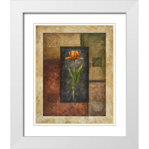 Orange Tulip White Modern Wood Framed Art Print with Double Matting by Marcon, Michael