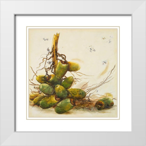 Racimo de Cocos I White Modern Wood Framed Art Print with Double Matting by Pinto, Patricia