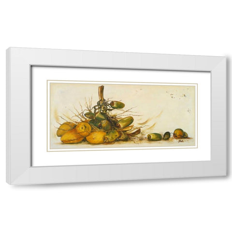 Racimo de Cocos III White Modern Wood Framed Art Print with Double Matting by Pinto, Patricia