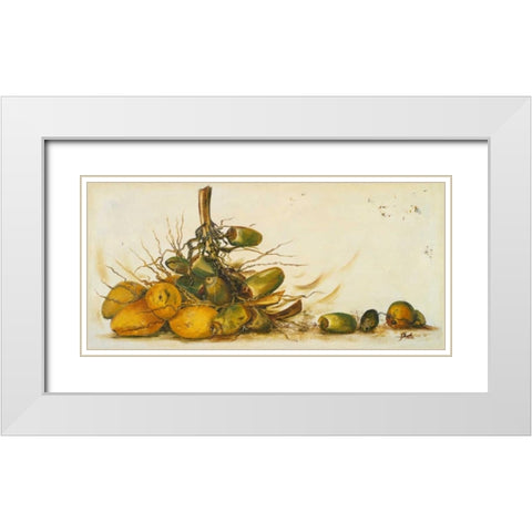 Racimo de Cocos III White Modern Wood Framed Art Print with Double Matting by Pinto, Patricia