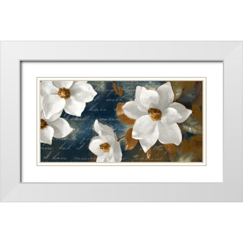 Magnolia Aglow Navy I White Modern Wood Framed Art Print with Double Matting by Loreth, Lanie