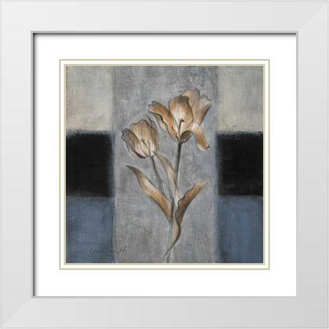 Tulips in Blue II White Modern Wood Framed Art Print with Double Matting by Loreth, Lanie