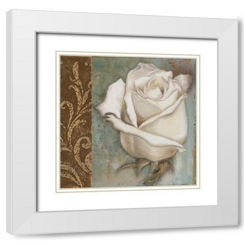 Rose I White Modern Wood Framed Art Print with Double Matting by Pinto, Patricia