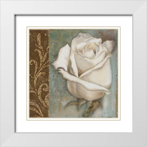 Rose I White Modern Wood Framed Art Print with Double Matting by Pinto, Patricia