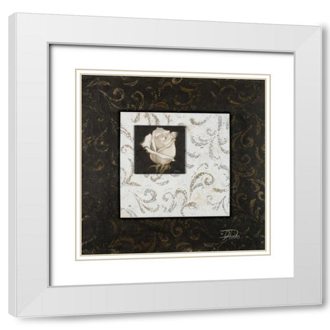 Ornaments and Rose I White Modern Wood Framed Art Print with Double Matting by Pinto, Patricia