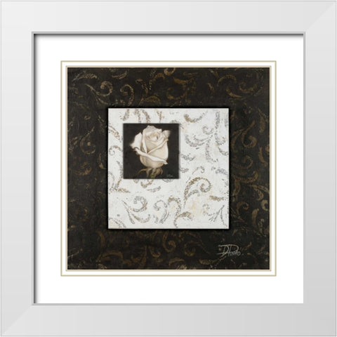 Ornaments and Rose I White Modern Wood Framed Art Print with Double Matting by Pinto, Patricia