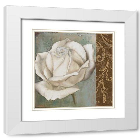 Rose II White Modern Wood Framed Art Print with Double Matting by Pinto, Patricia