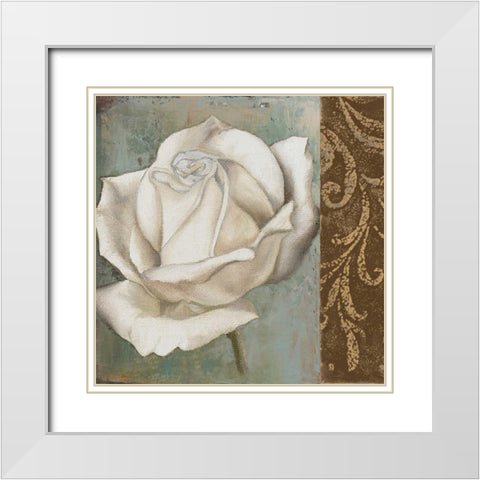Rose II White Modern Wood Framed Art Print with Double Matting by Pinto, Patricia