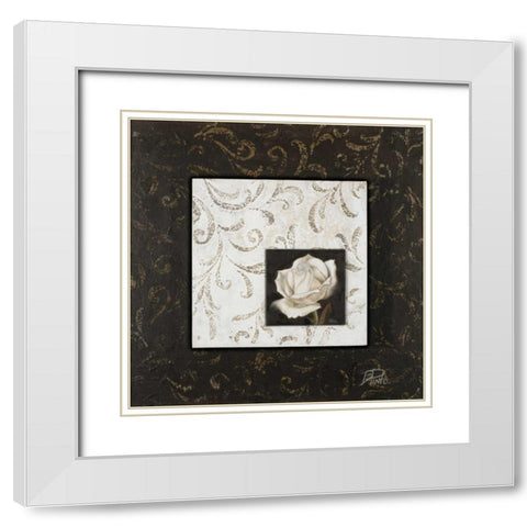 Ornaments and Rose II White Modern Wood Framed Art Print with Double Matting by Pinto, Patricia