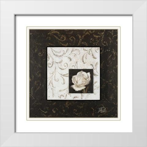 Ornaments and Rose II White Modern Wood Framed Art Print with Double Matting by Pinto, Patricia
