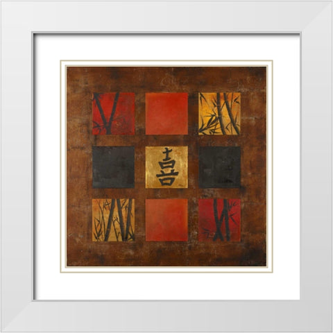 Happiness White Modern Wood Framed Art Print with Double Matting by Pinto, Patricia