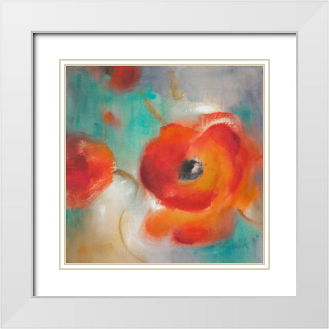 Scarlet Poppies in Bloom II White Modern Wood Framed Art Print with Double Matting by Loreth, Lanie