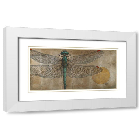 Dragonfly on Silver White Modern Wood Framed Art Print with Double Matting by Pinto, Patricia