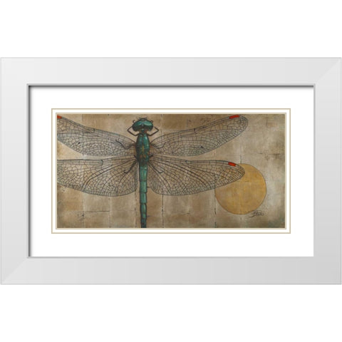 Dragonfly on Silver White Modern Wood Framed Art Print with Double Matting by Pinto, Patricia
