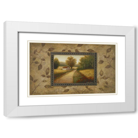 New Country Glimpse White Modern Wood Framed Art Print with Double Matting by Marcon, Michael