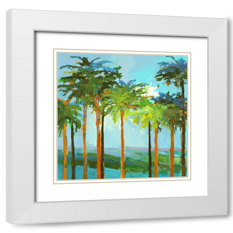 Sunny Palm Trees White Modern Wood Framed Art Print with Double Matting by Slivka, Jane