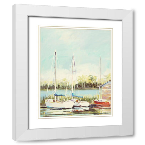Sail Harbor White Modern Wood Framed Art Print with Double Matting by Slivka, Jane