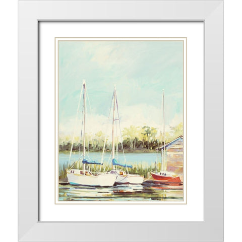 Sail Harbor White Modern Wood Framed Art Print with Double Matting by Slivka, Jane