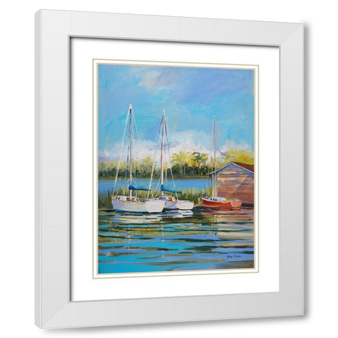 Boats White Modern Wood Framed Art Print with Double Matting by Slivka, Jane