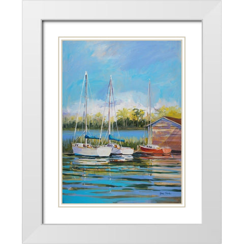 Boats White Modern Wood Framed Art Print with Double Matting by Slivka, Jane