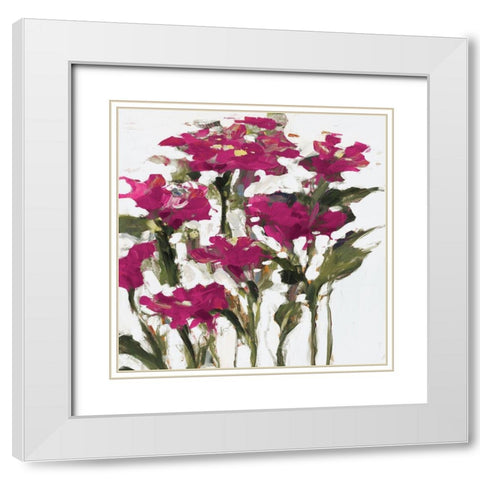 Plum Wild Flowers White Modern Wood Framed Art Print with Double Matting by Slivka, Jane
