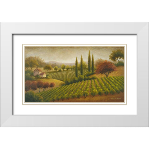 Vineyard In The Sun I White Modern Wood Framed Art Print with Double Matting by Marcon, Michael