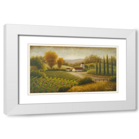 Vineyard In The Sun II White Modern Wood Framed Art Print with Double Matting by Marcon, Michael