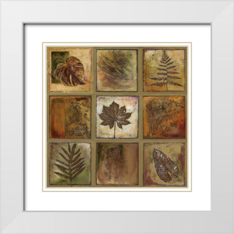 Leaf Square I White Modern Wood Framed Art Print with Double Matting by Pinto, Patricia