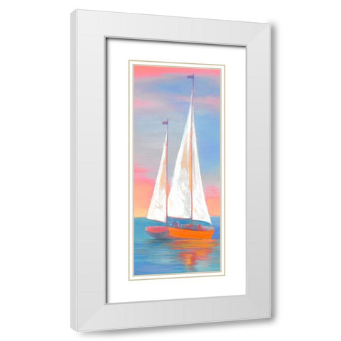 Sunset Sails White Modern Wood Framed Art Print with Double Matting by Rhyan, Vivien