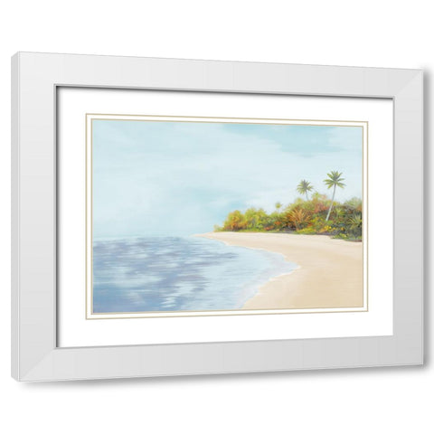 New Tropical Beach I White Modern Wood Framed Art Print with Double Matting by Rhyan, Vivien