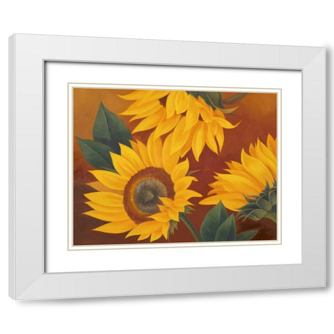 Sunflowers II White Modern Wood Framed Art Print with Double Matting by Rhyan, Vivien