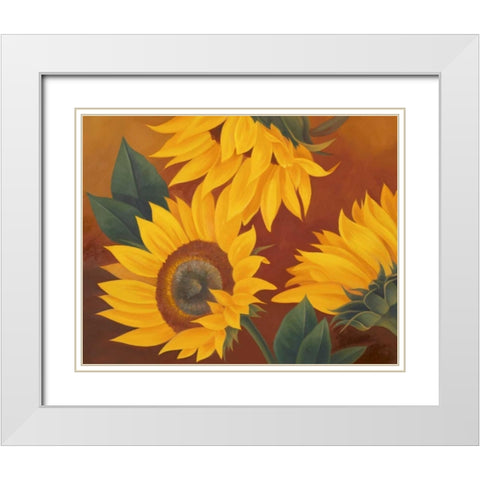 Sunflowers II White Modern Wood Framed Art Print with Double Matting by Rhyan, Vivien