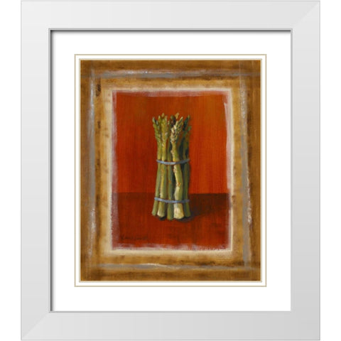 Asparagus On Orange White Modern Wood Framed Art Print with Double Matting by Loreth, Lanie
