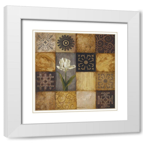 Modular I White Modern Wood Framed Art Print with Double Matting by Marcon, Michael