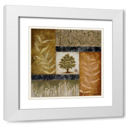 New Growth I White Modern Wood Framed Art Print with Double Matting by Marcon, Michael