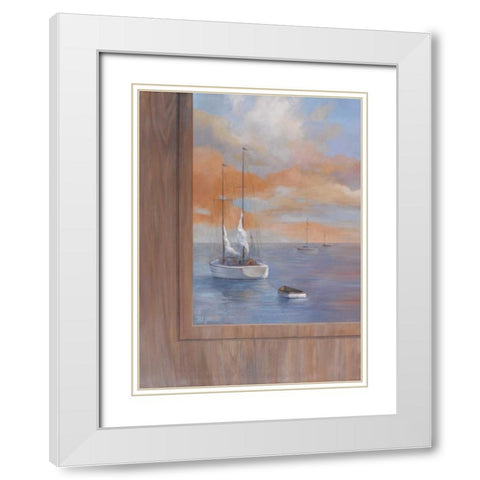 Sailing at Sunset I White Modern Wood Framed Art Print with Double Matting by Rhyan, Vivien