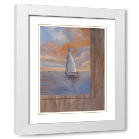 Sailing at Sunset II White Modern Wood Framed Art Print with Double Matting by Rhyan, Vivien
