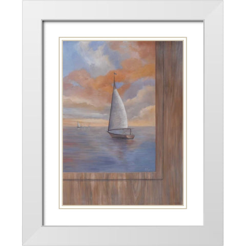 Sailing at Sunset II White Modern Wood Framed Art Print with Double Matting by Rhyan, Vivien