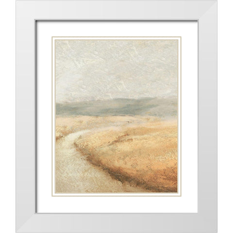 Winding Path White Modern Wood Framed Art Print with Double Matting by Marcon, Michael