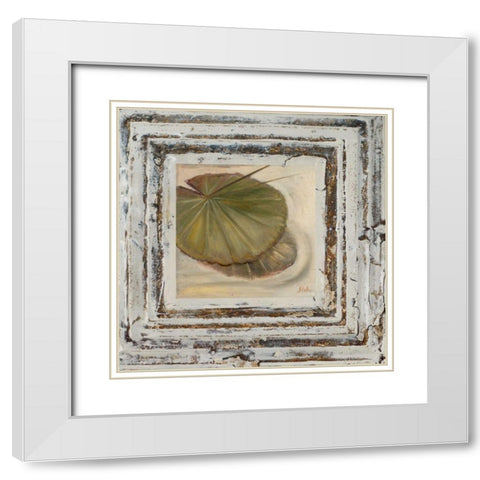 Flowers and Leaves Square II White Modern Wood Framed Art Print with Double Matting by Pinto, Patricia