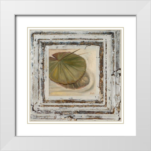 Flowers and Leaves Square II White Modern Wood Framed Art Print with Double Matting by Pinto, Patricia