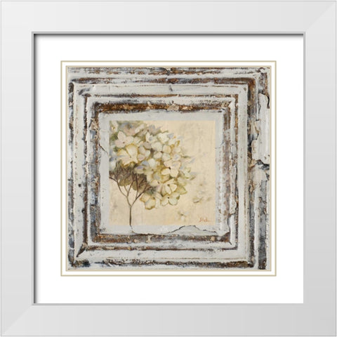 Flowers and Leaves Square VI White Modern Wood Framed Art Print with Double Matting by Pinto, Patricia