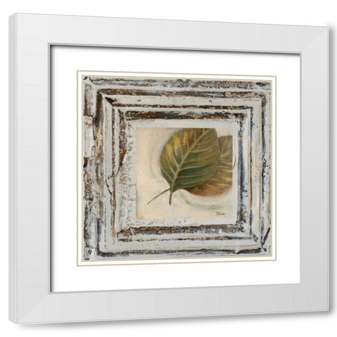 Flowers and Leaves Square VIII White Modern Wood Framed Art Print with Double Matting by Pinto, Patricia