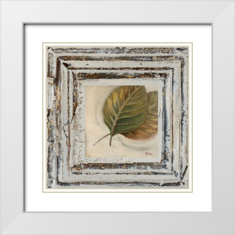 Flowers and Leaves Square VIII White Modern Wood Framed Art Print with Double Matting by Pinto, Patricia