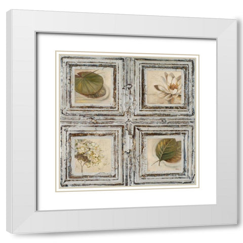 Flowers and Leaves II White Modern Wood Framed Art Print with Double Matting by Pinto, Patricia