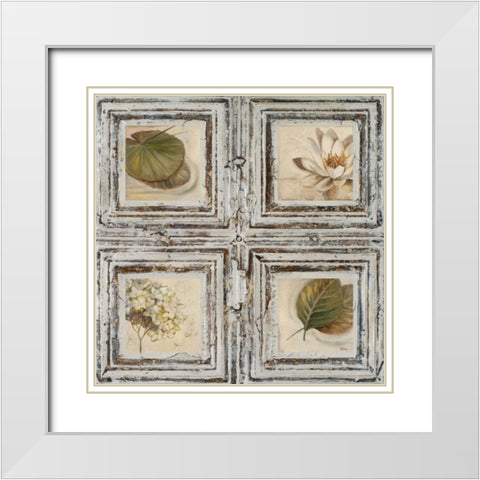 Flowers and Leaves II White Modern Wood Framed Art Print with Double Matting by Pinto, Patricia
