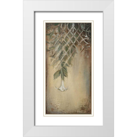 Ornaments and Campanula I White Modern Wood Framed Art Print with Double Matting by Pinto, Patricia